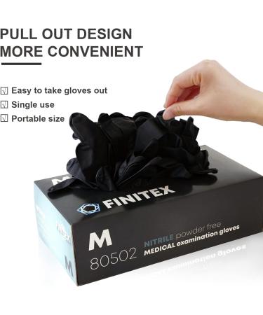 FINITEX Black Nitrile Disposable Gloves 5mil Powder-Free - 100 Count Pack, Medium Size - Latex-Free Medical Exam Gloves for Home Cleaning, Food Handling - Buy Online on GoSupps.com