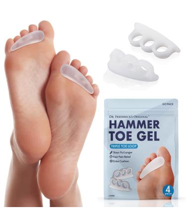 Dr. Frederick's Original 4 Piece Hammer Toe Treatment Set - Soft Gel Splints to Prevent Overlap 3 Loops