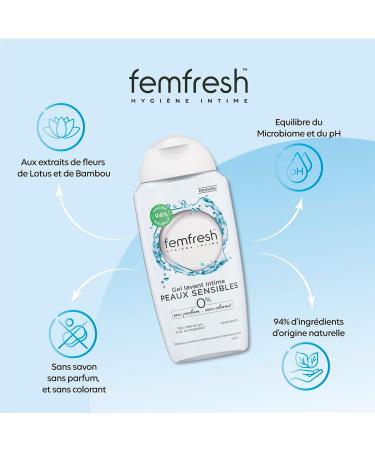 Femfresh - Intimate Cleansing Gel for Sensitive Skin 0% with Lotus Flower & Bamboo Extracts - 250 ml - Buy Online on GoSupps.com