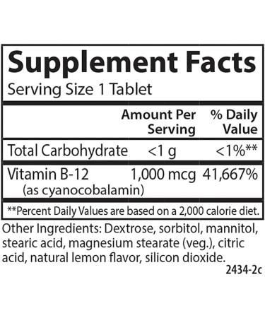 Carlson - Chewable B-12 1000 mcg Energy Production & Nerve Function Optimal Wellness Lemon 90 Tablets 1 Count (Pack of 90) - Buy Online on GoSupps.com