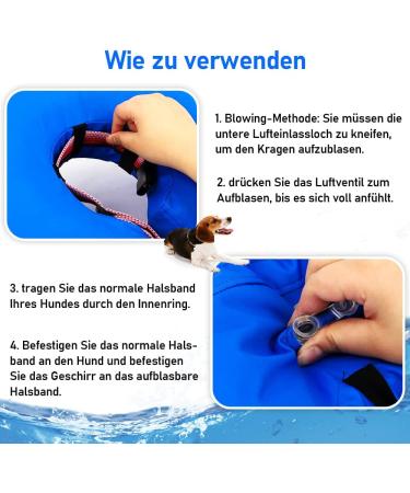 Buy Supet Inflatable Dog Protective Collar | Adjustable Comfortable & Safe | M Size (22.9-33.0 cm) - Blue | International Shipping Available - Buy Online on GoSupps.com