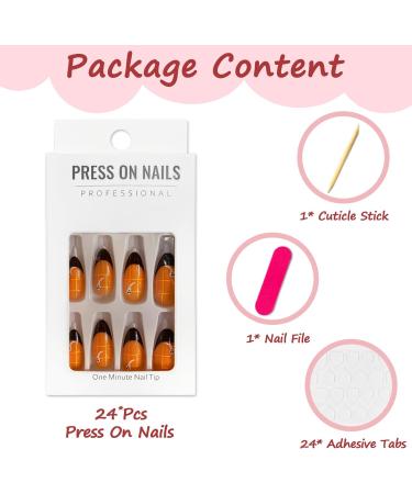 24Pcs Halloween False Nails - Cute Ghost Designs, Medium Almond French, Black Border, Press On Acrylic Nails for Women and Girls - Yellow Plaid Nail Art Accessories - Buy Online on GoSupps.com