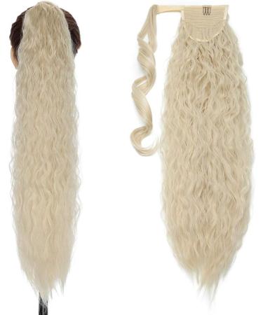 26 Inch Bleach Blonde Curly Wrap Around Ponytail Hair Extension - Synthetic Magic Yaki Corn Wave Ponytail - Buy Online on GoSupps.com