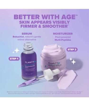 ClarityRx Better With Age Renewing Bakuchiol Face Serum for Anti-Aging Gentle Alternative Retinol Serum Plant Based Cruelty Free Paraben Free (1 fl oz) - Buy Online on GoSupps.com