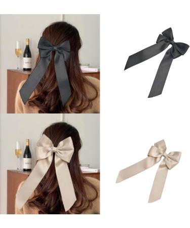 CAZSTYK Long Ribbon Bowknot Hairpin for Y2k Teens Woman Makeup Ponytail Braids Hairpin Beige - Buy Online on GoSupps.com