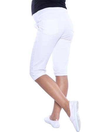 MijaCulture Capri Maternity Pants Short 4090 XS White - Relaxed Fit - Buy Online on GoSupps.com