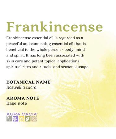 Aura Cacia 100% Pure Frankincense Essential Oil - Organic, GCMS Tested | 7.4 ml (0.25 oz) - Buy Online on GoSupps.com
