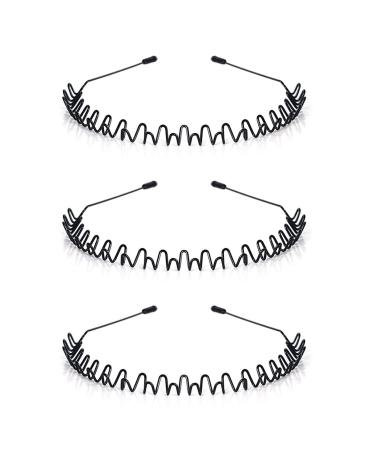 Hair Bands for Men Non-Slip Sports Fashion Headband Mens Metal Hair Band Hair Hoop for Outdoor Sports Weddings Daily Wear (3 Pieces) 3pcs-S1