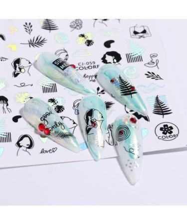 Summer Ocean Nail Art Stickers - 6 Sheets Tropical Palm Tree Decals for Women, Kids, Girls - Self-Adhesive 3D Seashell, Mermaid, Fish Designs - Acrylic Nail Decoration - Buy Online on GoSupps.com