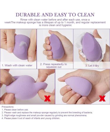 AUAUY 6 Pcs Makeup Sponges Blender Set 4 Pcs Professional Beauty Sponge Foundation Blending Blender with 1 Sponge Holder 1Powder Puff Multi-colored Makeup Sponges for Cream Liquid and Powder 4pcs-Purple - Buy Online on GoSupps.com