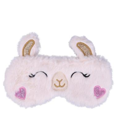 ULIFEMALL Cute Alpaca Sleeping Mask Soft Fluffy Plush Blindfold Funny Novelty Animal Sleep Mask Eye Cover Eyeshade for Kids Girls Boys Women Men Night Nap Travel Meditation