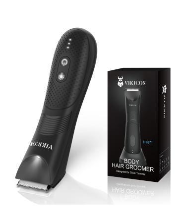 VIKICON Groin&Body Trimmer for Men, Electric Ball Shaver, Replaceable Ceramic Blade Groomer, Pubic Grooming Clipper Male Razor IPX7 Waterproof, USB Type-C Charging, 90Mins Shaving After Fully Charged