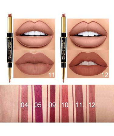6Pcs Lip Liner and Lipstick Set - DNM Chestnut Nude Dark Red Matte Pens Makeup for Black Mature Women - Long Lasting 24H - A01 - Buy Online on GoSupps.com