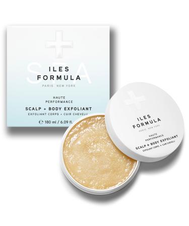 Iles Formula Scalp + Body Exfoliant - Dual Exfoliation with Rice Husk + Alpha Hydroxy Acids From Kiwi Fruit Gentle Antioxidant - Dead Skin Remover & Rejuvenation - (50 ml) Bergamot Scent