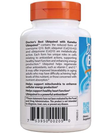 Buy Doctor's Best Ubiquinol 100 mg - 60 Softgels | Premium CoQ10 Supplement - Buy Online on GoSupps.com