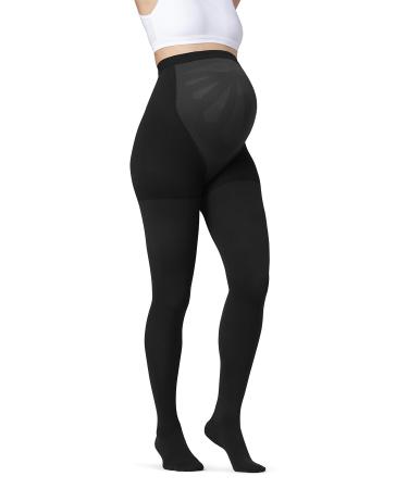 JOBST Maternity Opaque Compression Waist High Pantyhose Stockings Closed Toe 15-20 mmHg Moderate Support for Swollen Legs During Pregnancy Black Medium