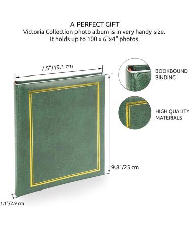 Classic 6x4 Photo Album - Easy Slip-in Fill Method | Book Bound Fotoalbum - Store 100 Pictures in Traditional Green Design - Buy Online on GoSupps.com