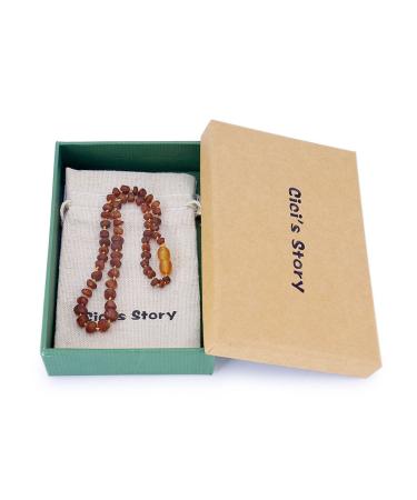 Baltic Amber Unisex Necklace - Cognac Raw, 14 Inches - Knotted, Raw Beads (1 Pack) - Buy Online on GoSupps.com