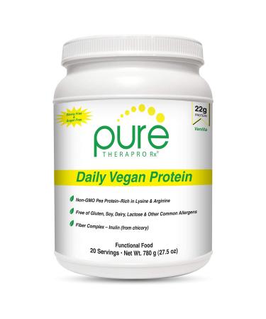 Daily Vegan Protein "Vanilla" - 20 servings (NEW BIGGER SIZE) | 22 grams of Organic Yellow Pea Protein & Aminogen® | Sugar Free - Sweetened with Monk Fruit | 8g of Fiber (Inulin from chicory) | Amino Acid Score of 100
