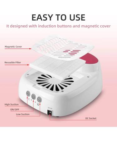 Kikugu Rechargeable Nail Dust Collector Powerful Nail Dust Collector for Acrylic Nails with Replaceable Filter Nail Dust Cleaner Perfect for Home Salon Use - Buy Online on GoSupps.com