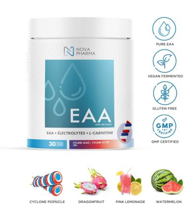 NOVA PHARMA EAA Supplement - Muscle Recovery Supplements - Amino Acids - 30 Servings - (Cyclone) - Buy Online on GoSupps.com