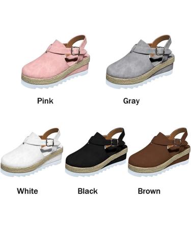 Creev Summer Sandals for Women | Vintage Plateau Leather Closed Toe Sandals with Buckle & Ankle Straps - 3 Black 4 Pink (39 43 EU) - Buy Online on GoSupps.com