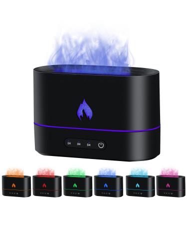 McBazel flame diffuser 200ml with flames effect humidifier with flame effect 3 in 1 Air humidifier with 2 light modes waterless automatic switch -off timer function black