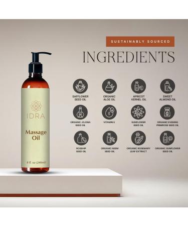 Idra Wellness Body Massage Oil | Lavender Rose & Ylang Ylang | 100% Pure | 240ml for Instant Absorption & Full Body Massage Therapy - Buy Online on GoSupps.com