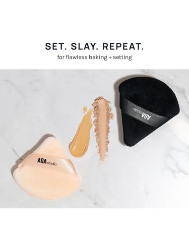 AOA Studio Velvet Puffs Makeup Sponge Set - 6 Velour Blenders for Loose Powder & Foundation - Beauty Tools (Black/Peach) - International Shipping Available - Buy Online on GoSupps.com
