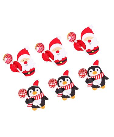 PRETYZOOM PRETYZOOM 62 Pieces Christmas Lollipop Cards Pencil Caps Ornament Decor Cartoon Paper for Lollipop Message Paper for Candy Korean Version Candy