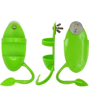 PAULOZYN 2PCS Bird Cuttlebone Stand Holder & Feeding Cup Rack | Birdcage Accessories with Perches | Ideal for Budgies, Parakeets, Cockatiels, Conures | Fruit/Vegetable Storage | Green - Buy Online on GoSupps.com