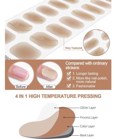 Kalolary Gel Nail Polish Strips 32PCS Nail Gel Art Sticker Waterproof Full Nail Wraps Decal Sets with Nail File and Stick for Women Girls Nail Art Decor (UV/LED Lamp Required) (C) - Buy Online on GoSupps.com