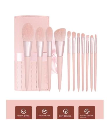 11 Piece Makeup Brush Set with Bag - Soft Fine-Bristle Beauty Tools for Face & Eyes - Portable eCommerce Shipping Worldwide - Buy Online on GoSupps.com