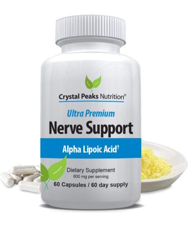 Nerve Support Supplement - Natural Vitamins with 600mg of ALA Alpha Lipoic Acid  Premium Nerve Support Supplement - Advanced Nerve Support - 60 Veggie Capsules