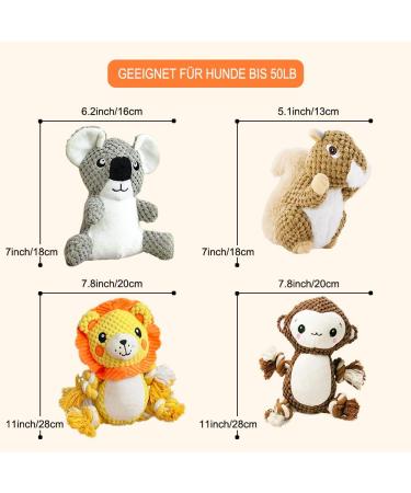 Interactive Plush Dog Toys - 4 Pack Awoof Squeaky Chewing Bones for Small & Medium Dogs | Durable Cotton Fabric - Buy Online on GoSupps.com