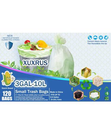 XUXRUS 10 Litres Compost Bags Small Garbage Bags Biodegradable 3 Gallon Trash Bags 100 Counts Green Bin Bags for Bathroom Bedroom Office 24 count (Pack of 5) - Buy Online on GoSupps.com