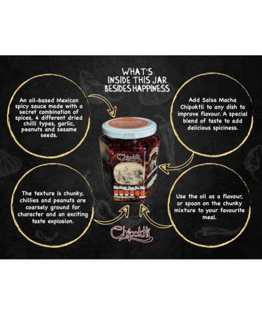 Chipoktli Salsa Macha - Authentic Mexican Oil-Based Sharp Sauce with Herbs Chilli Garlic Peanuts & Sesame - International Shipping - Buy Online on GoSupps.com