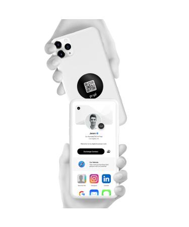 Popl Dot Digital Business Card for Back of Phone - Instantly Share Contact Info, Social Media, Payment, Apps & More - for iPhone and Android - Features NFC Tap & QR Scan - PopCode (Advanced QR)