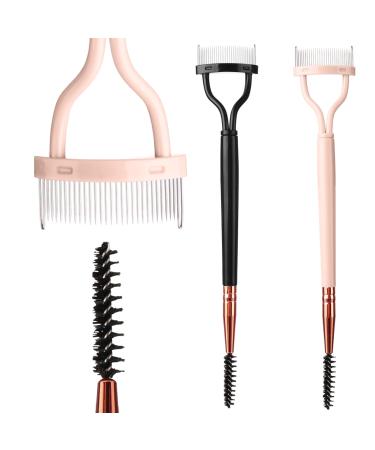 2PCS Dual Head Eyelash Eyebrow Comb Lash Separator Brush 2 in 1 Eyelash Shaper Professional Eye Makeup Applicator Grooming Tool for Separating Lashes Eliminating Mascara Clumps