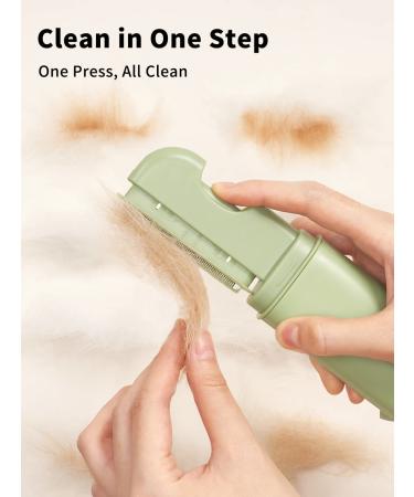2-in-1 Self Cleaning Cat/Dog Comb for Shedding & Grooming - Flea Comb Included - Olive Green - Buy Online on GoSupps.com