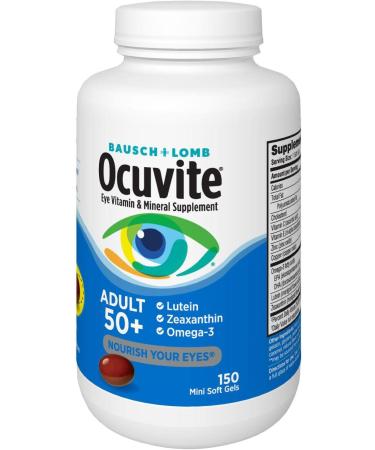 Bausch + Lomb 0-Cuvite Adult 50+ Vitamin & Mineral Supplement - 150 Soft Gels with Lutein, Zeaxanthin, and Omega-3 - Buy Online on GoSupps.com
