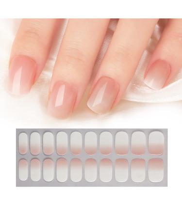 20pcs Nail Wraps Self Adhesive Gel Nail Stickers Gel Nail Wraps Natural Pink White Ombre Gel Nail Strips Stick on Nail Polish Wraps for Women - Buy Online on GoSupps.com