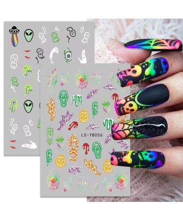 Glow in The Dark Halloween Nail Art Stickers - Luminous DIY Decals for Women & Girls | Best Halloween Nail Decorations - Buy Online on GoSupps.com