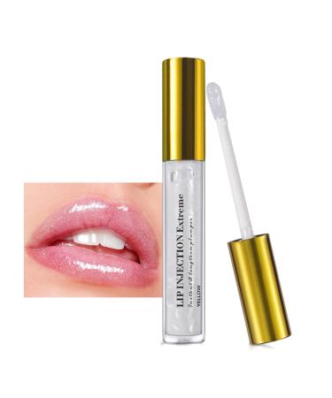 Lip Plumper Gloss Clear Lip Gloss with Glitter Lip Injection Extreme Instantly Sexy Lips Plumping Lip Gloss - Moisturize & Volumize Lips Instantly for Thicker & Fuller Lips Cear with Glitter