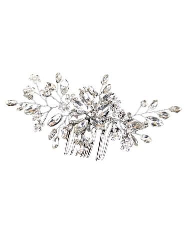Bride Hair Accessories Lightweight Wedding Hair Clip Floral Leaf Bridal Hair Comb Exquisite Wedding Hair Clip Multipurpose Diamond Hair Accessories for Women Girls Sliver
