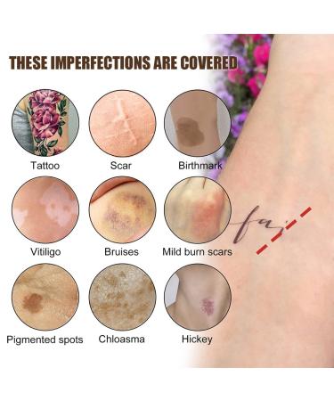 Tattoo Concealer for Dark Spots, Scars, Birthmarks, Vitiligo | Waterproof Cover Up Makeup for Men and Women (2x30ml) - Buy Online on GoSupps.com