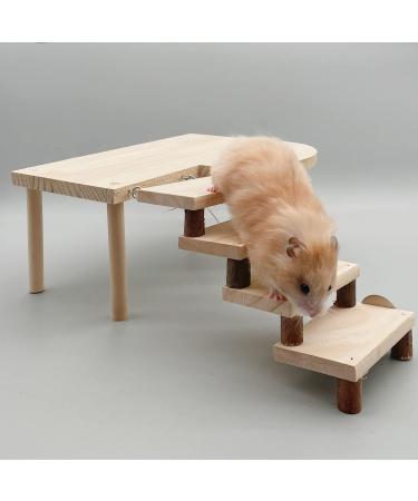 Wooden Hamster Toys Platform with Climbing Ladder - Small Animal Cage Accessories Set - Buy Online on GoSupps.com