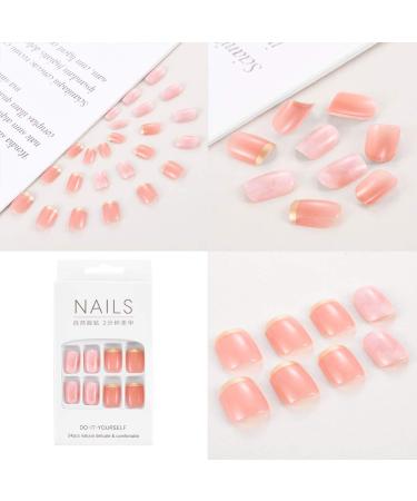 Bohend French Shiny Pink Square Press-On Nails - 24 Pcs Fake Nails for Women & Girls | Perfect for Parties & Events - Buy Online on GoSupps.com