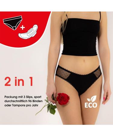 Relixa Period Underwear: Women's Lace Undulating Menstrual Underpants XS-4XL Set of 3 Black Packs - Buy Online on GoSupps.com