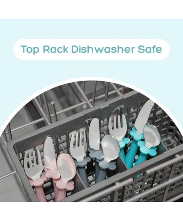 Grabease Stainless Steel Fork Knife & Spoon Set for 18m+ | Teal | Safe & Easy for Kids - Buy Online on GoSupps.com